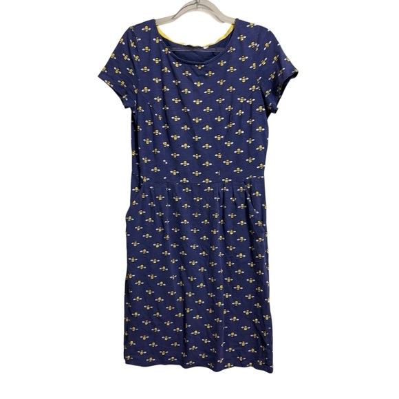 Boden 8P Phoebe Bee Print Jersey Dress Harbour Blue Honey Bee - Picture 4 of 7